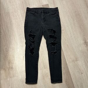 American Eagle NE(X)T Level Stretch Black Distressed Women Jeans